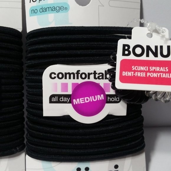 2 Scunci Comfortable Medium Hold Black Hair Ties - Picture 3 of 8